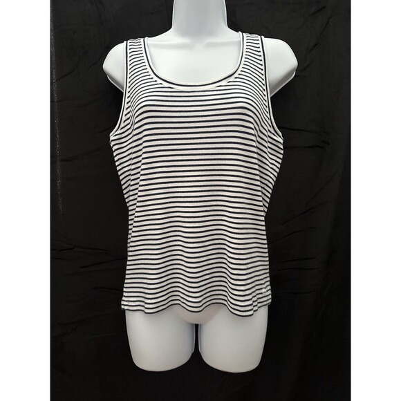 Vineyard Vines Blue & White Stripe Sleeveless Tank Top Scoop Neck, Size M - Picture 1 of 5